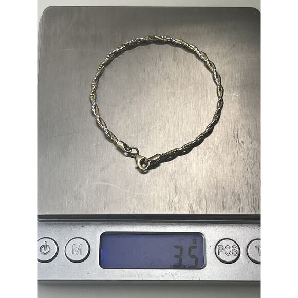 P. Lux Sterling Silver & Vermeil Twisted Bracelet 7" Shiny Disco Ball Style - Picture 9 of 10